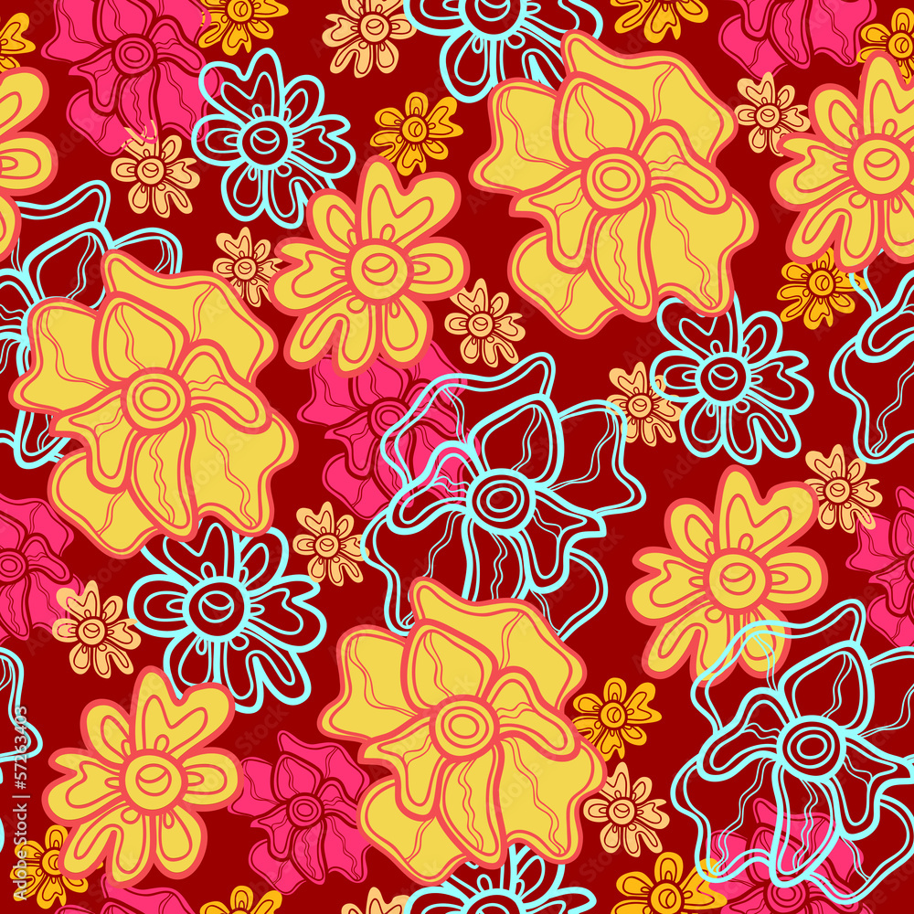 Floral seamless pattern with blue flowers Floral seamless pattern with blue flowers