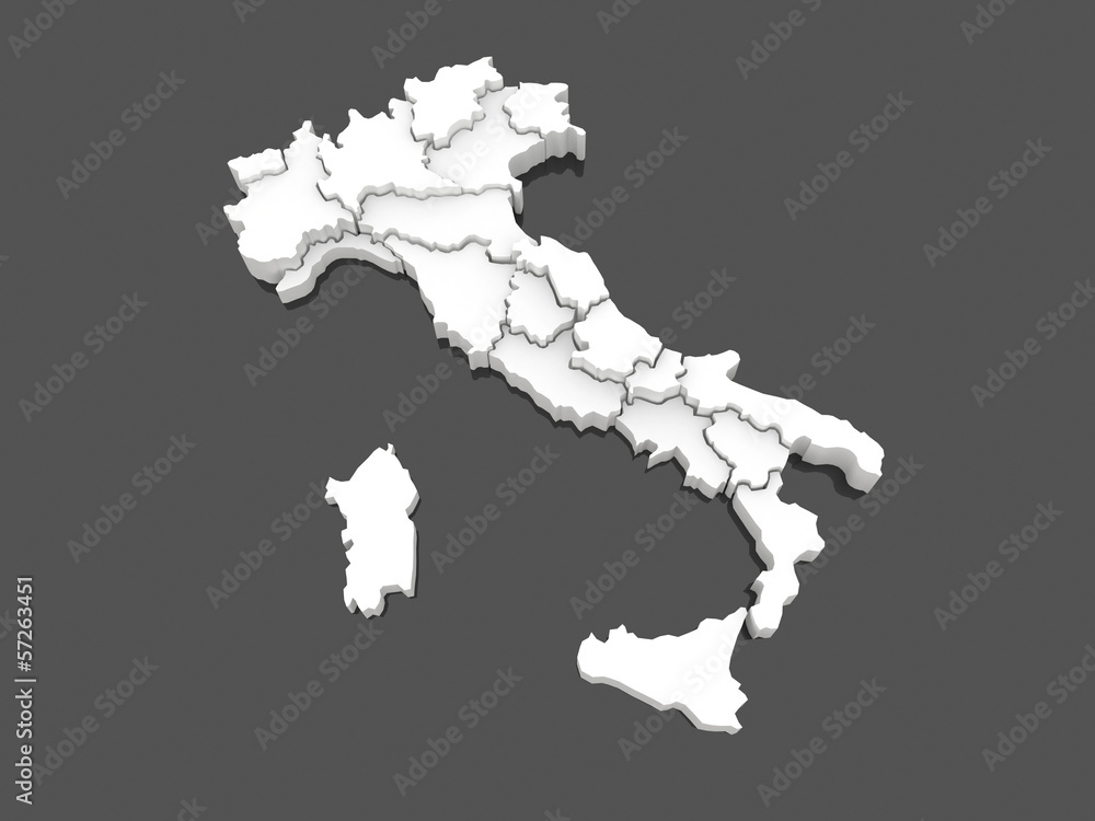 Three-dimensional map of Italy Three-dimensional map of Italy
