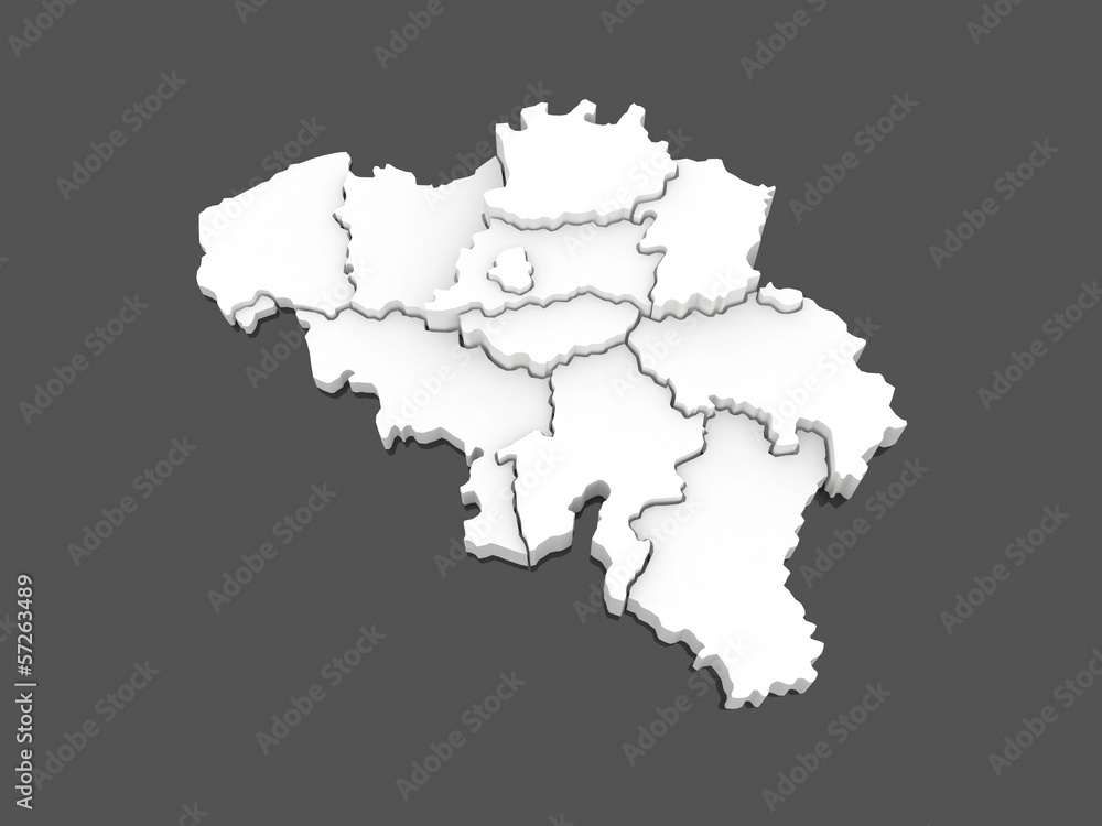 Three-dimensional map of Belgium. Three-dimensional map of Belgium.