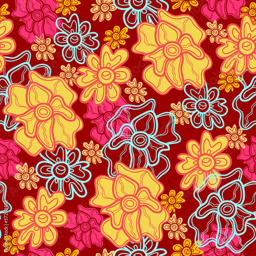 Floral seamless pattern with blue flowers