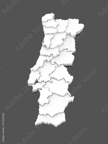 Three-dimensional map of Portugal.