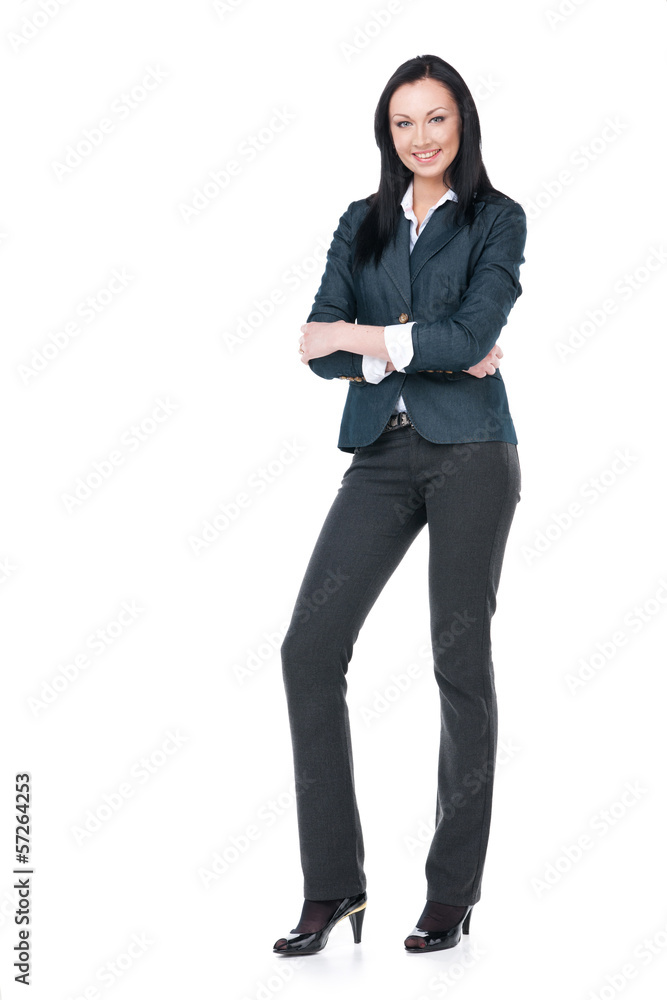 Business woman standing on white isolated. Business woman standing on white isolated.