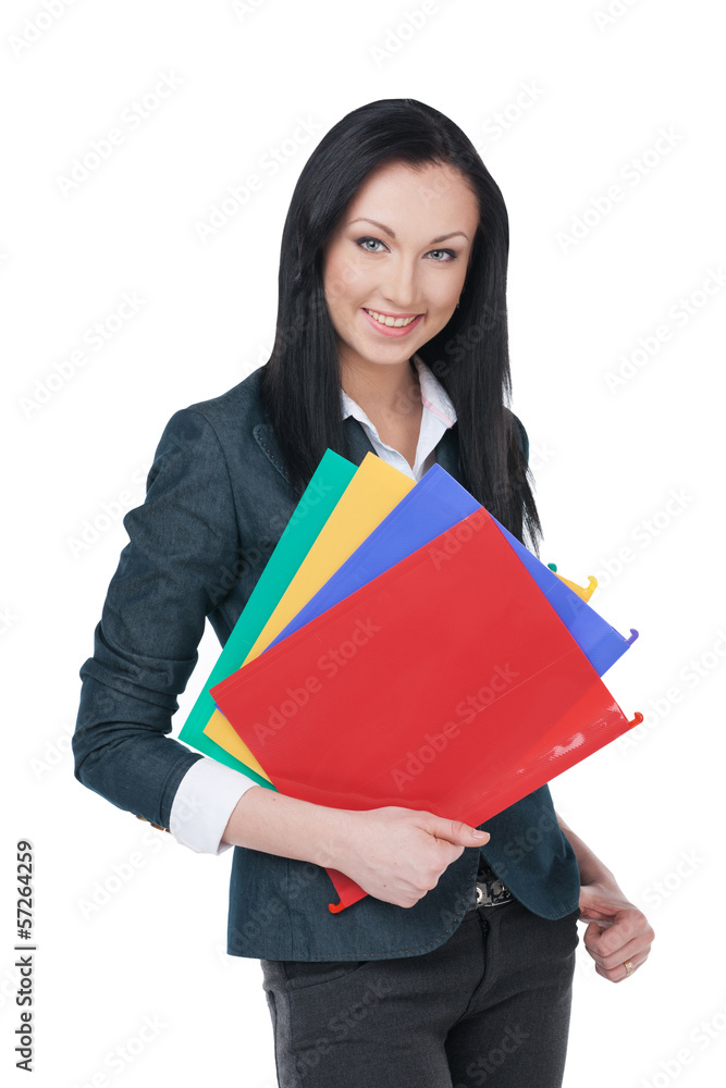 Nice girl is standing isolated on white background. Nice girl is standing isolated on white background.