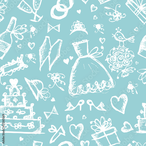 Seamless pattern with wedding design elements