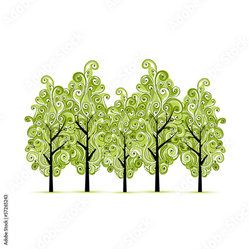 Green grove with trees for your design