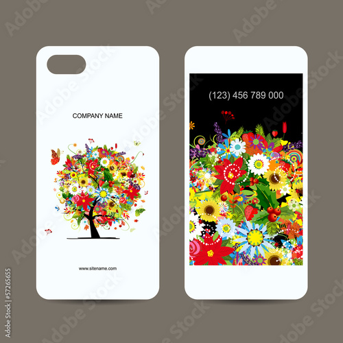 Mobile phone cover back and screen, floral tree for your design