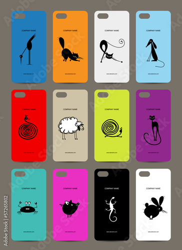 Mobile phone cover back , 12 funny animals for your design