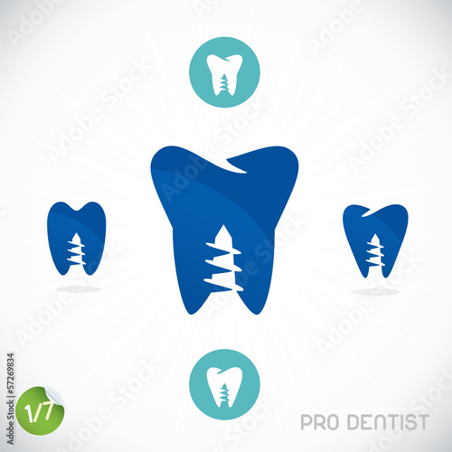 Dentist Symbols, Sign, Illustration, Button, Badge, Logo
