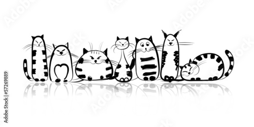 Funny cats family for your design