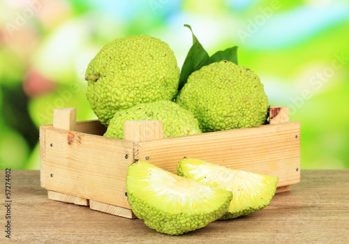 Osage Orange fruits (Maclura pomifera) in crate, photo