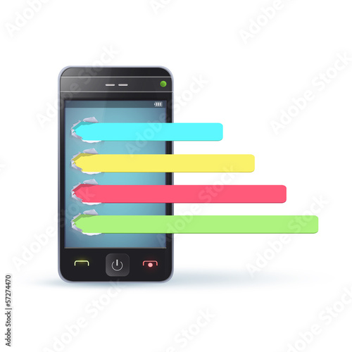 Realistic Phone with colorful select button. Vector illustration