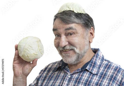 man with white cabbage photo