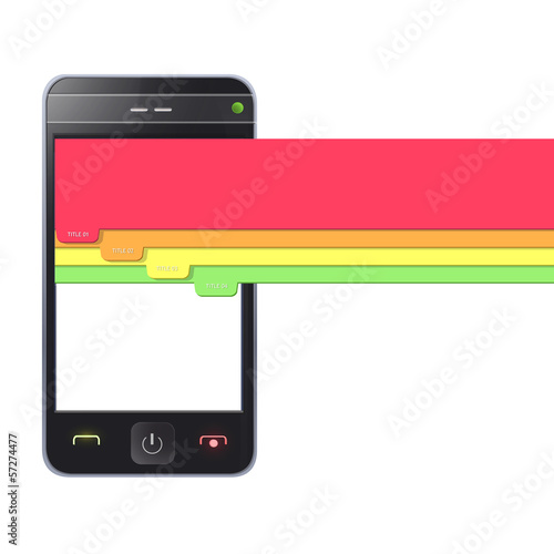 Realistic Phone with colorful select button. 