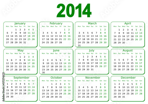 simple editable vector calendar 2014