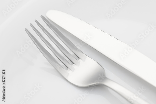 Close-up of silverware isolated on white background