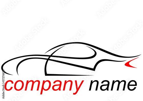 Black and red logo of a aerodynamic sports car photo