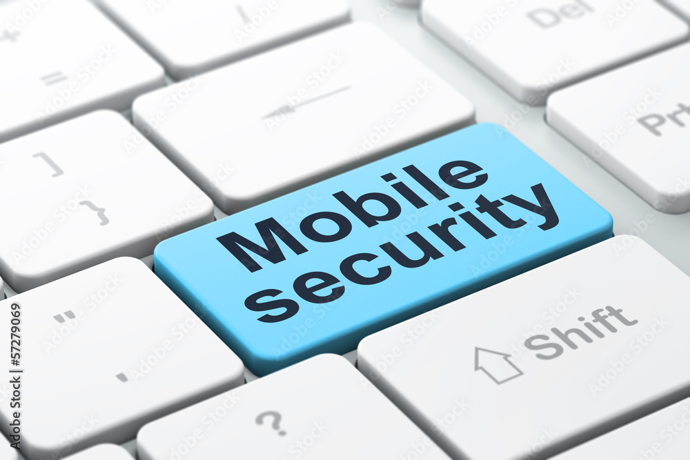 Safety concept: Mobile Security on computer keyboard background Safety concept: Mobile Security on computer keyboard background