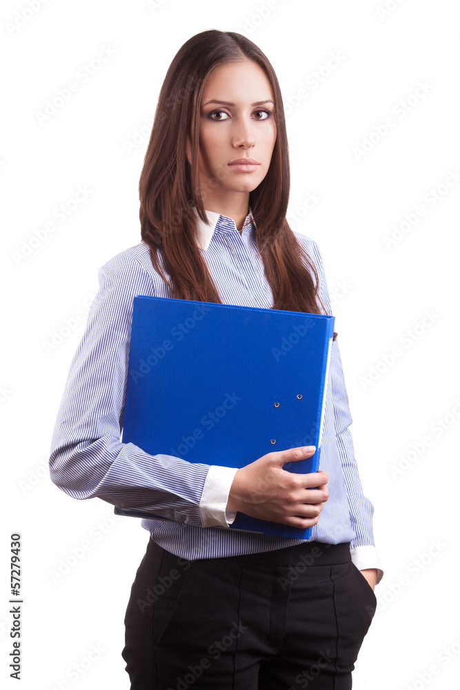 Portrait of happy young business woman isolated on white backgro Portrait of happy young business woman isolated on white backgro