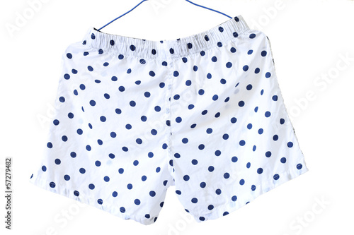boxer short with polka dots isolated in white