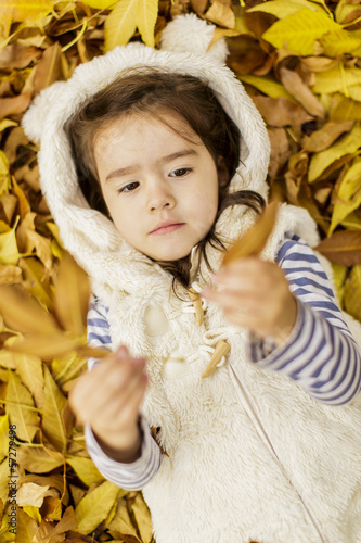 Little girl at the autumn l...