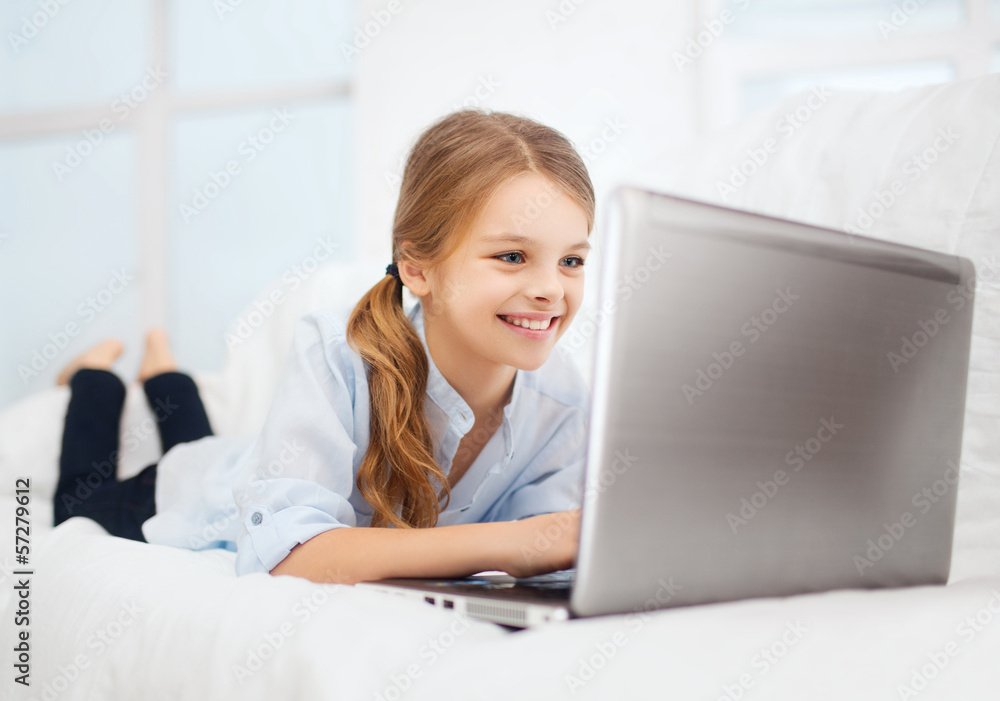 girl with laptop pc at home girl with laptop pc at home