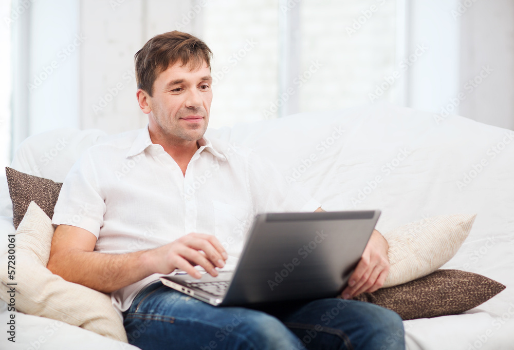 man working with laptop at home man working with laptop at home