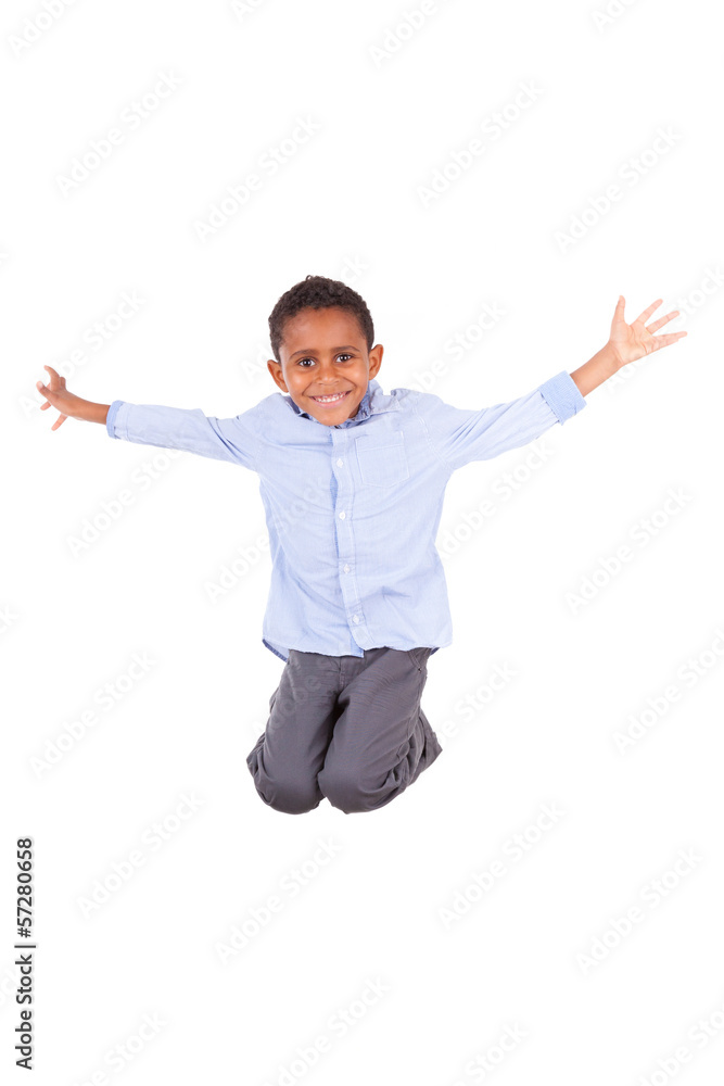 African American little boy jumping - Black people African American little boy jumping - Black people