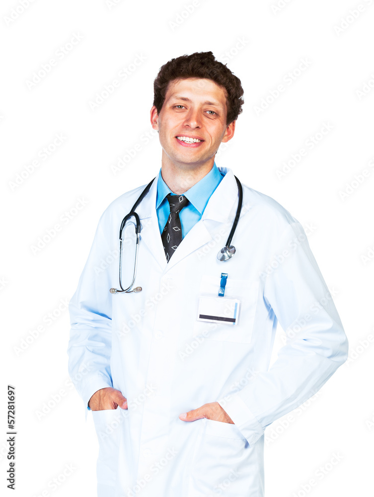 Portrait of the smiling doctor on a white Portrait of the smiling doctor on a white