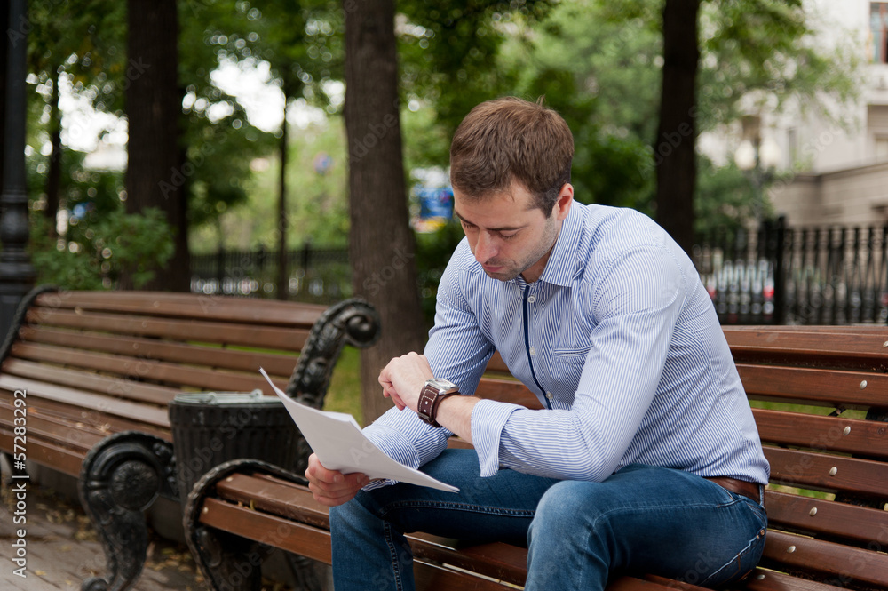 Man relaxing in the public garden