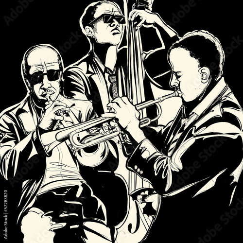 jazz band with  trumpet and double bass