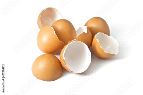 Eggs shell on a white background