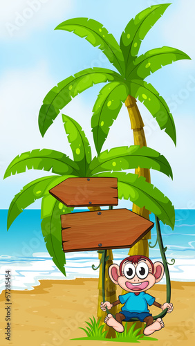 A monkey swinging near the arrowboard