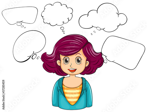 A smiling woman with many empty callouts