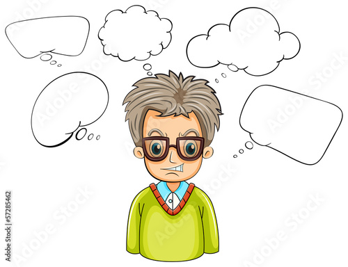An angry businessman with many callouts