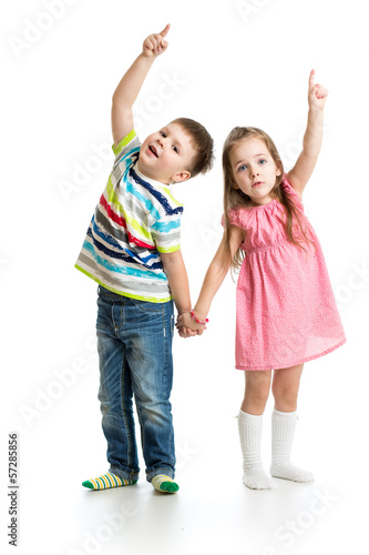 kids boy and girl showing s...