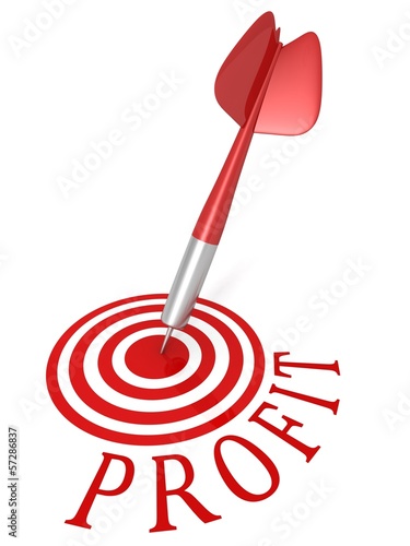 concept successful darts target arrow with profit text