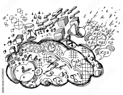 Black and white brain left hemisphere