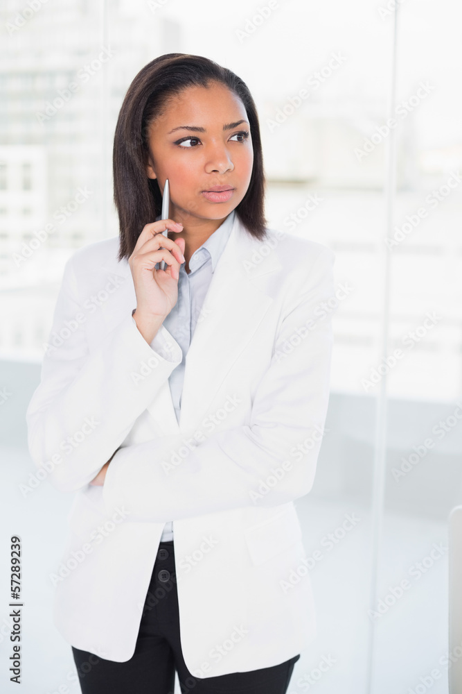 Attractive young dark haired businesswoman posing looking away Attractive young dark haired businesswoman posing looking away