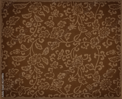Vintage brown floral background, leather texture