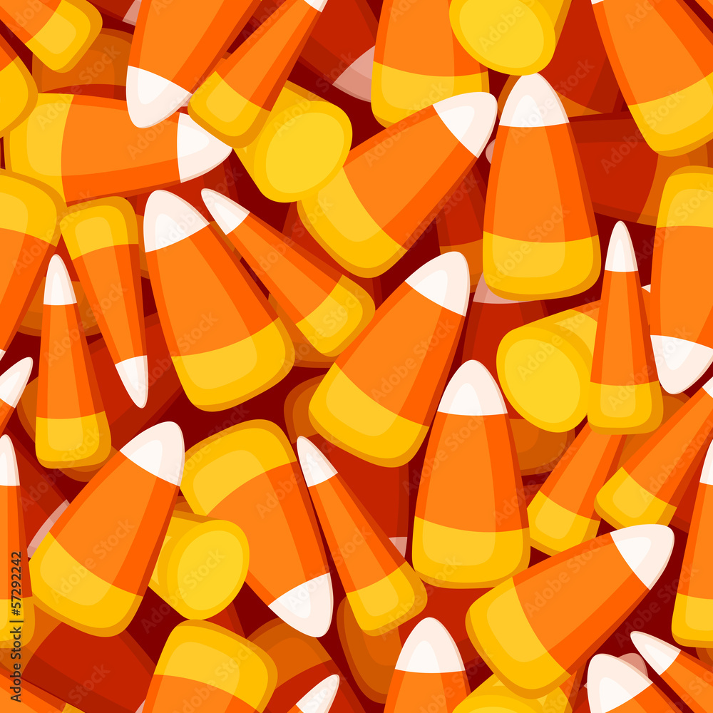 Seamless background with candy corn. Vector illustration. Stock Vector