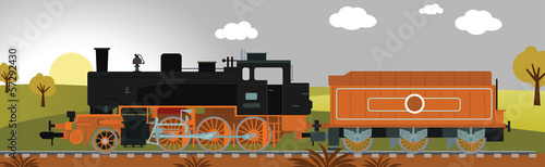 Steam locomotive with wagon