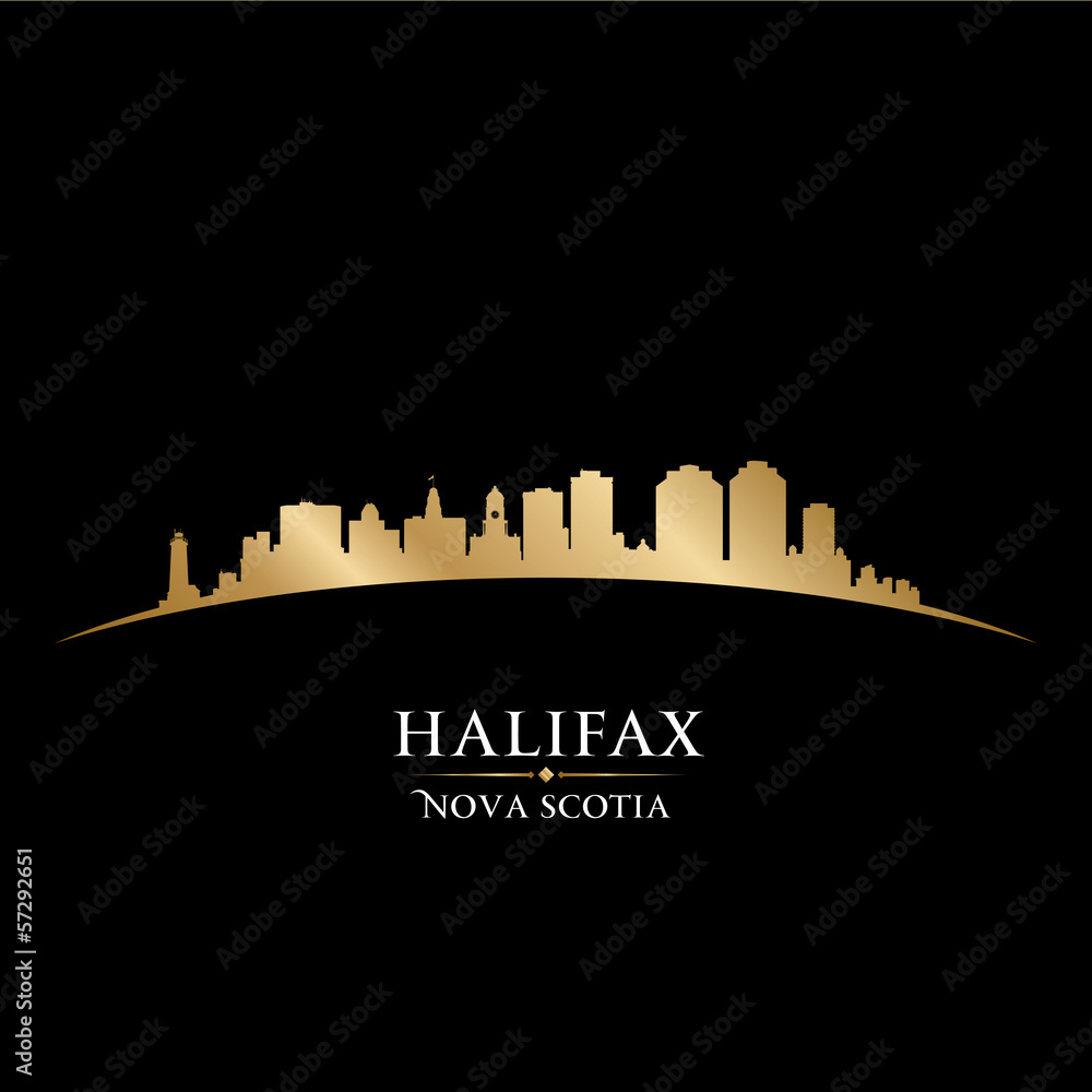 Naklejka premium Halifax Nova Scotia Canada city skyline silhouette black backgro