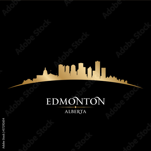 Edmonton Alberta Canada city skyline silhouette black background