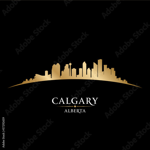 Calgary Alberta Canada city skyline silhouette black background