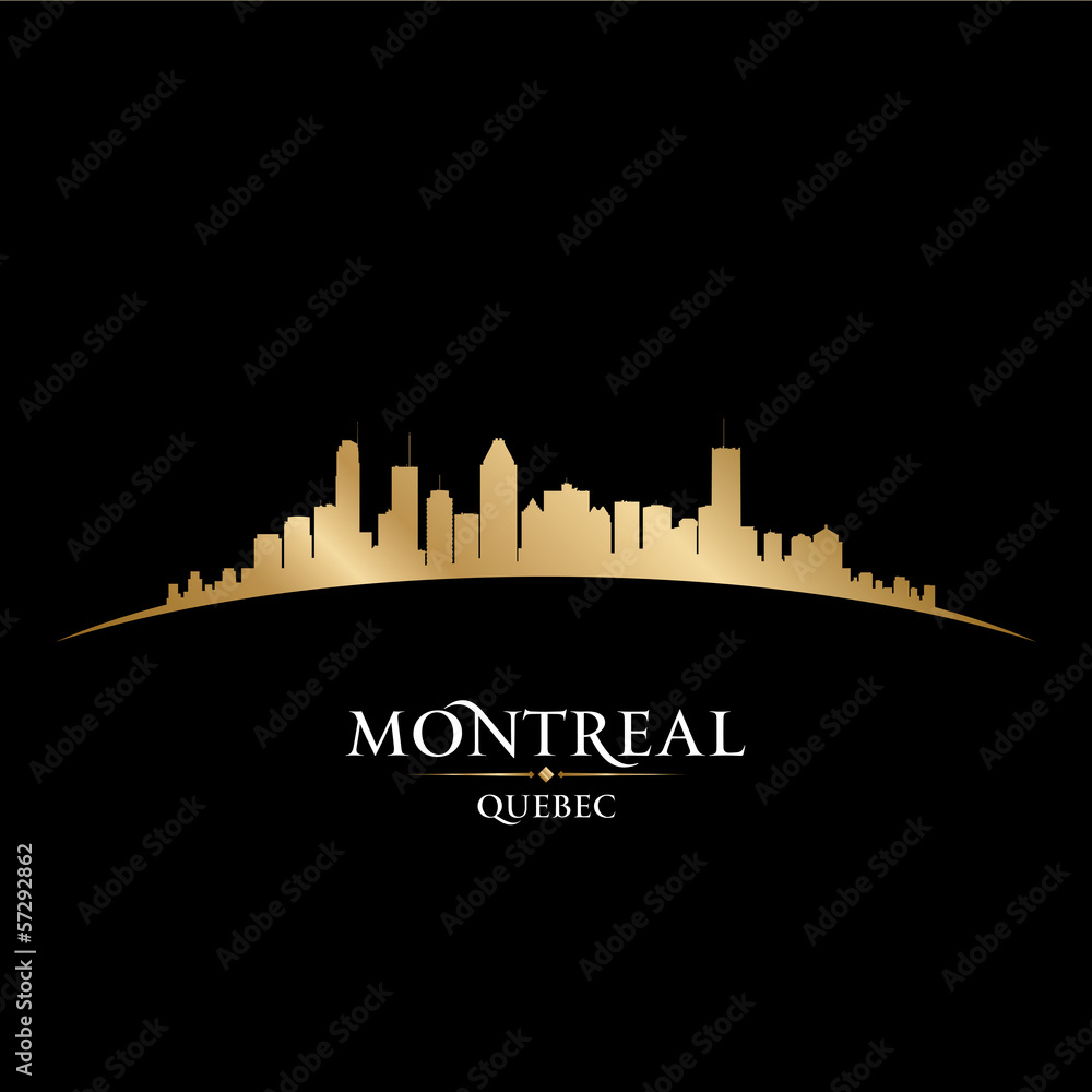 Montreal Quebec Canada city skyline silhouette black background