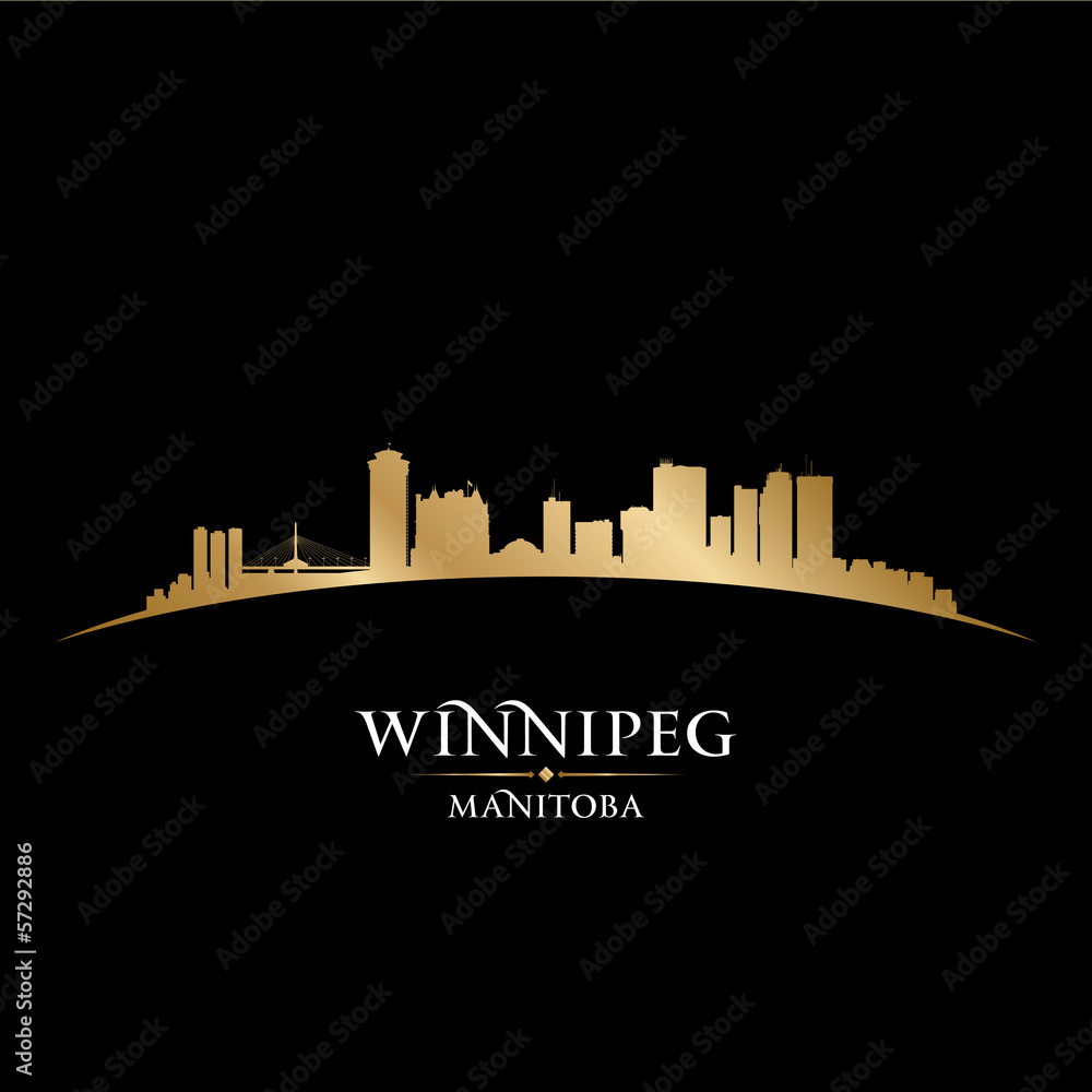Winnipeg Manitoba Canada city skyline silhouette black backgroun