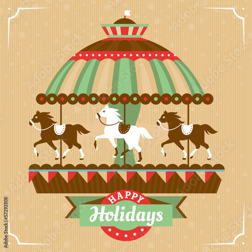 Greeting card with merry-go-round