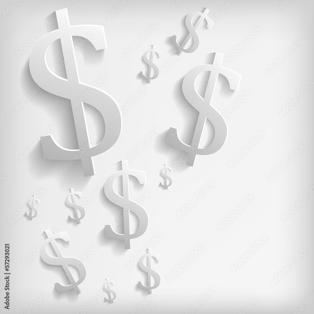 White dollar symbols on a white background White dollar symbols on a white background