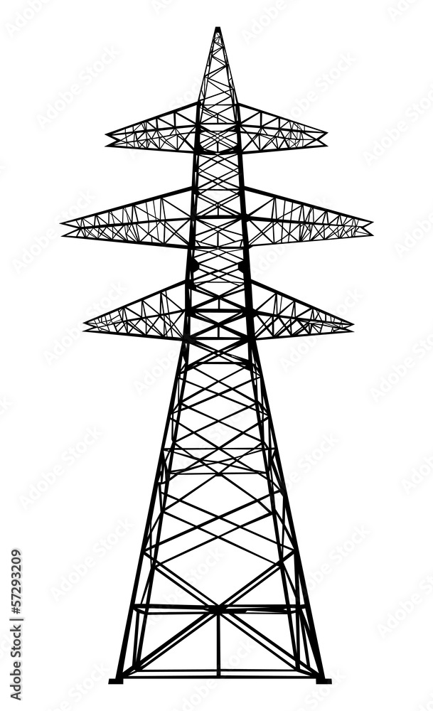 Power transmission tower. Isolated on white. Vector EPS10. Power transmission tower. Isolated on white. Vector EPS10.
