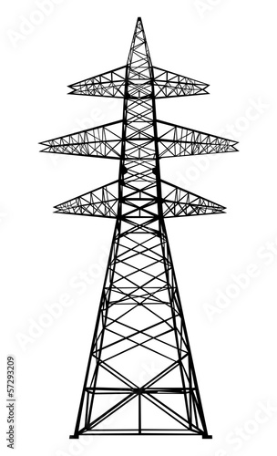 Power transmission tower. Isolated on white. Vector EPS10.
